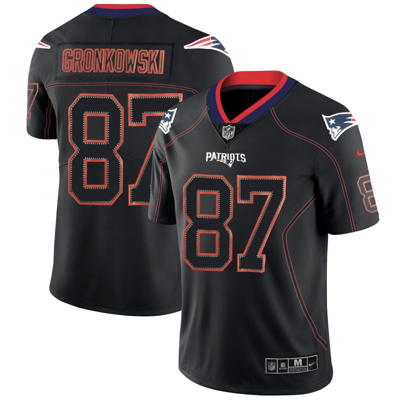 Men New England Patriots #87 Gronkowski Nike Lights Out Black Color Rush Limited NFL Jerseys